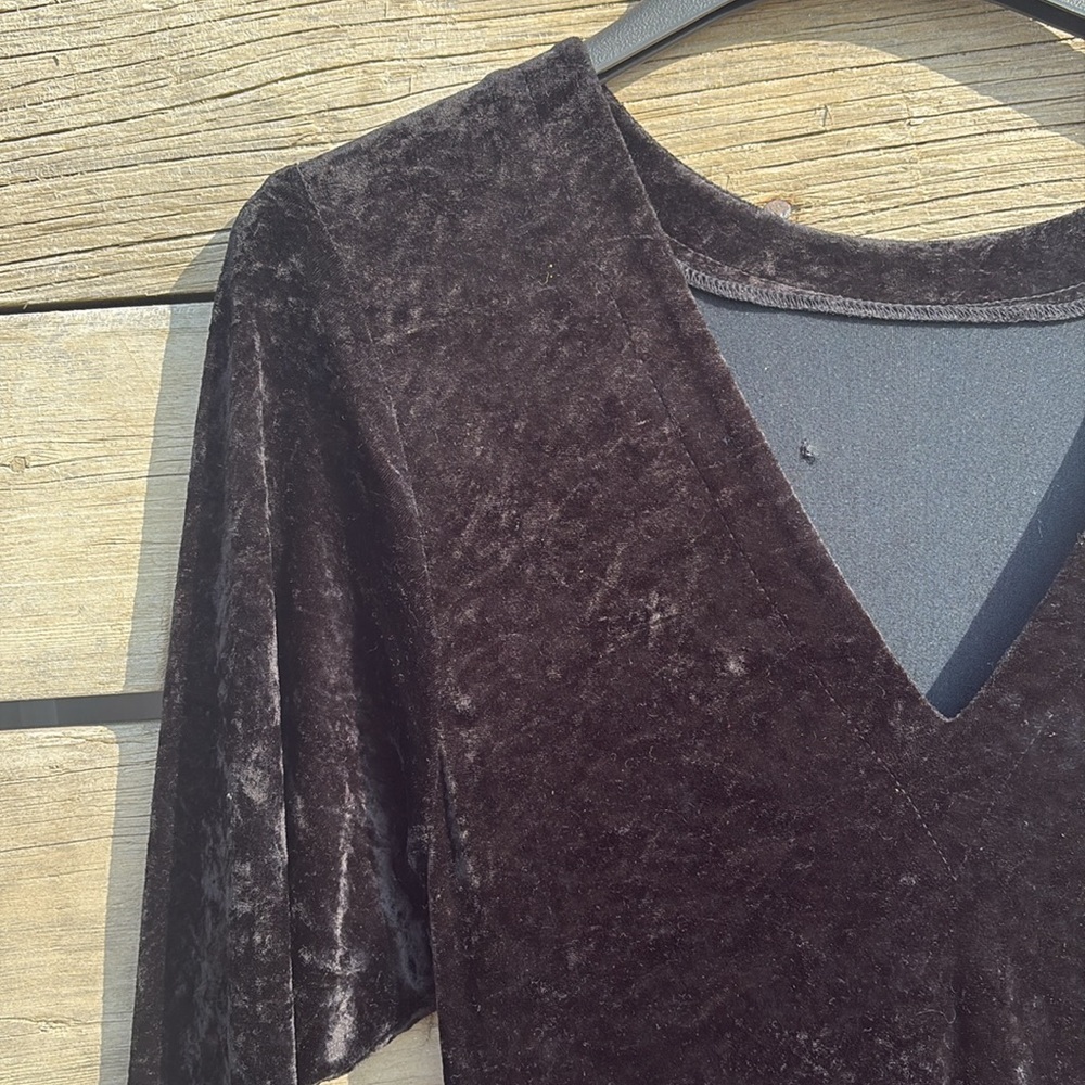 Crushed Velvet Black Midi Dress Sz Sm/med - Picture 4 of 11